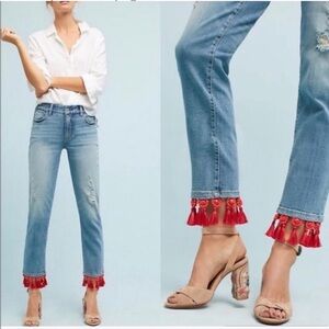 Pilcrow and the Letter Press Anthropologie Jeans with stone and tassel trim